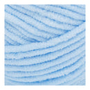 Close-up of light blue yarn with a textured surface