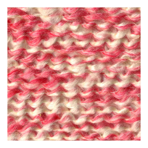 Close-up of pink and beige knitted fabric texture