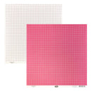 Luxe Designs 12"x12" Double Sided Cardstock - Simple Grid - Pink.
Side one - White with pink lines.
Side two - Pink with white dots.