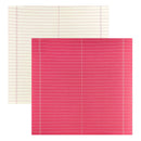 Two sheets of lined paper with horizontal rulings, one in White with pink lines and one in pink with white lines, shown overlapping on a white background.