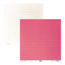Two square sheets of paper with horizontal dashed lines, one in white with pink stripes and one in pink with white stripes, shown on a white background.