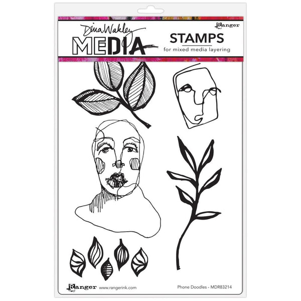 Dina Wakley Media Cling Stamps 6"X9" Phone Doodles*