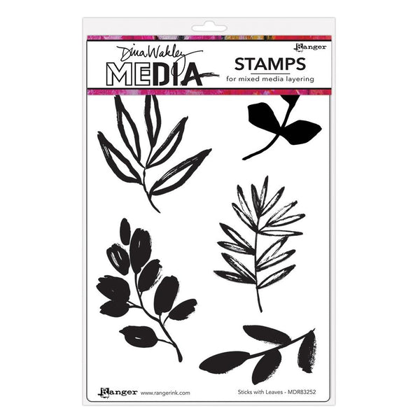 Dina Wakley Media Cling Stamps 6"X9" Sticks With Leaves*