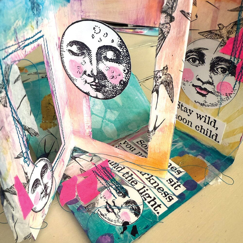 Dina Wakley Media Cling Stamps 6"X9" Vintage Moon Faces