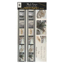 Magic Scaps Cleary Creative Freeze Frames transparency sheet, featuring a film strip design with wedding-themed photos of pearls, roses, and handwritten letters.
