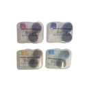 Clear Case on a white background. Each kit contains a small clear plastic case with a colored cap and two round powdered ink containers inside.