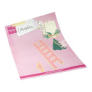 A pink collectible sheet from Maison Michel Artisan, featuring a pink ladder, a small green Christmas tree, and a white mouse illustration, shown on a clean white background.