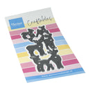A package of Mariannes Design Craftables featuring black deer-shaped metal cutters on a pastel striped card.