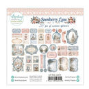 A sheet of Minstay Papers 'Snowberry Lane' ephemera stickers, featuring 38 pieces of vintage-style winter-themed labels, frames, and tags in soft pastel colors of pink, blue, and beige.