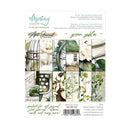 Mintay Papers 'Green Gables' art journal pad packaging, showing the cover design with a 3x3 collage of vintage illustrations, text details, and product code MT-AJE-P10.