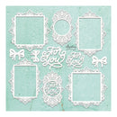 Decorative white frames and 'For you' text on a light blue textured background