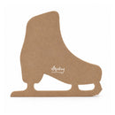 A minimalist, flat silhouette-shaped product made of natural brown kraft paper/cardboard, shaped like an ice skate with a small white script logo reading 'Mintay PODERIL' on the side, set against a solid white background.