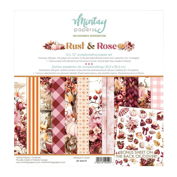 Mintay Scrapbook Paper Pack 12" x 12" - Rust & Rose