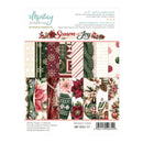 Mintay Papers 'Season of Joy' 6x8 inch add-on paper pack, featuring 12 different holiday-themed patterned papers including plaid, knit textures, poinsettias, pinecones, and vintage cards, shown on its white backing card.