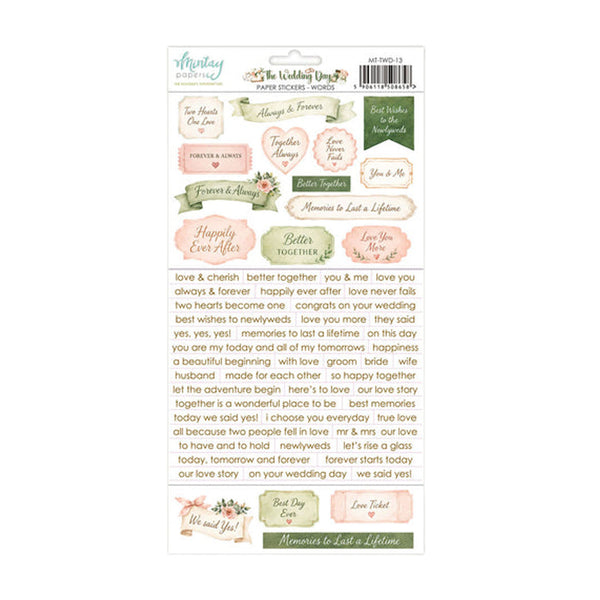Mintay Words Paper Stickers 6" x 12" - The Wedding Day