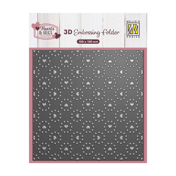Nellie's Choice 3D Embossing Folder - Hearts & Dots
