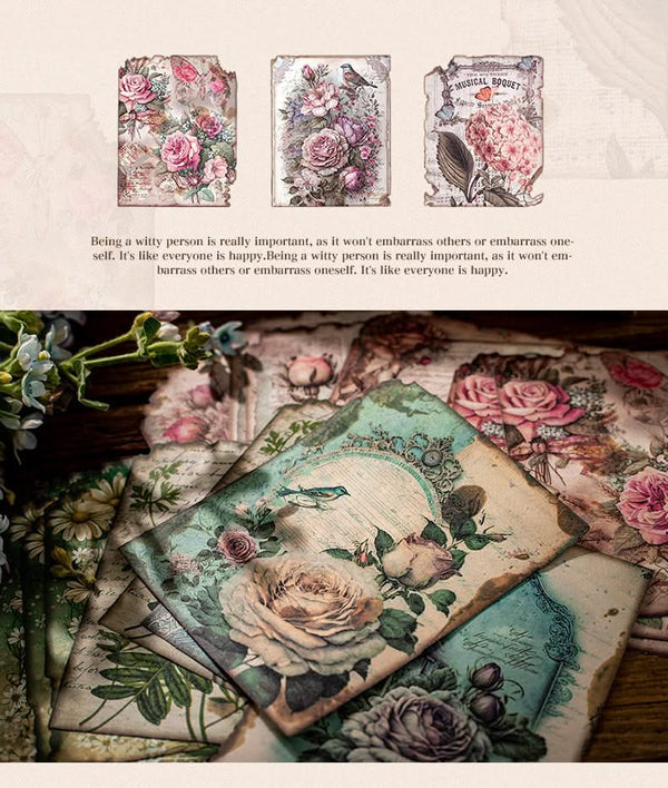 Poppy Crafts Burnt Edge Scrap Paper Pack - Pink Florals