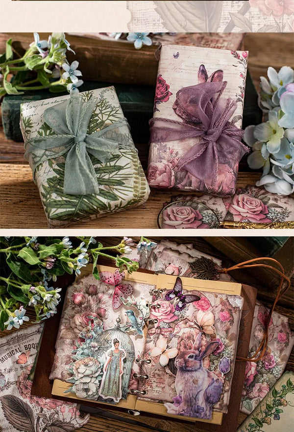 Poppy Crafts Burnt Edge Scrap Paper Pack - Pink Florals