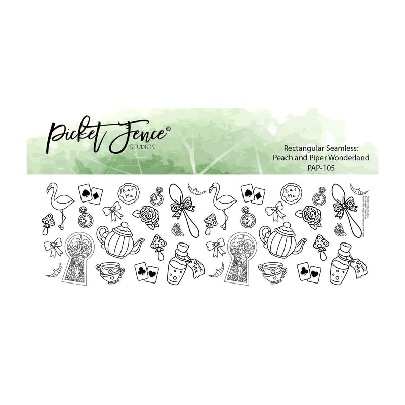 Picket Fence Studios Clear Stamp - Rectangular Seamless: Peach and Piper Wonderland