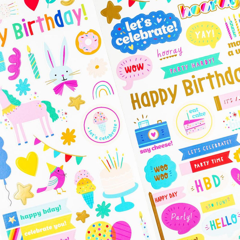 Pebbles All The Cake Cardstock Stickers 6"x 12" 78/Pkg w/Foil Accents