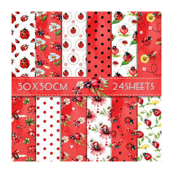 Poppy Crafts 12"x 12" Paper Pack #125 - Lady Bug