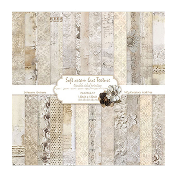 Poppy Crafts 12"x 12" Paper Pack #129 - Soft Cream Lace