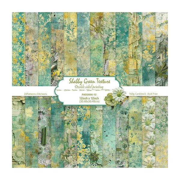 Poppy Crafts 12"x 12" Paper Pack #130 - Shabby Green