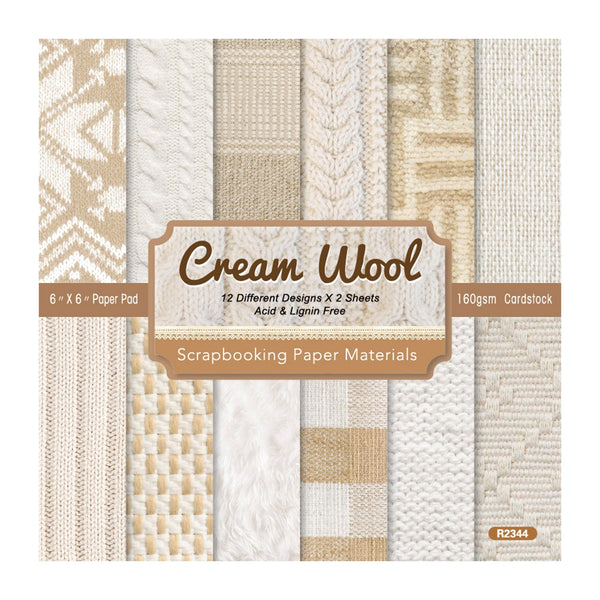 Poppy Crafts 6"x6" Paper Pack #231 - Cream Wool