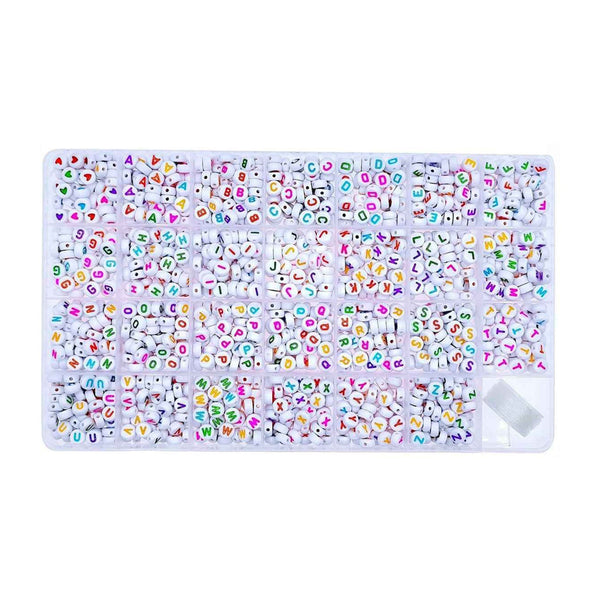 Poppy Crafts Alphabet Bead Kit #3 - White & Rainbow