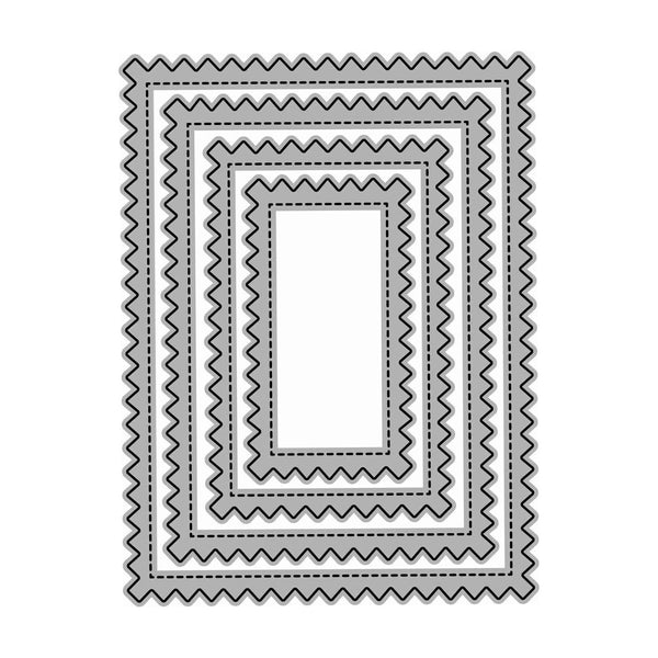 Poppy Crafts Cutting Dies #956 - Nesting Dies - Stitched Rectangle Zig Zag