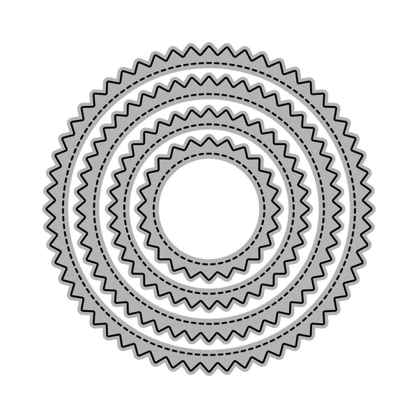 Poppy Crafts Cutting Dies #957 - Nesting Dies - Stitched Circle Zig Zag