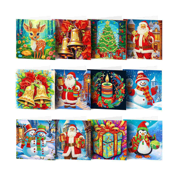 Poppy Crafts Diamond Art Greeting Card Kit #1 - Christmas - 12 Pack
