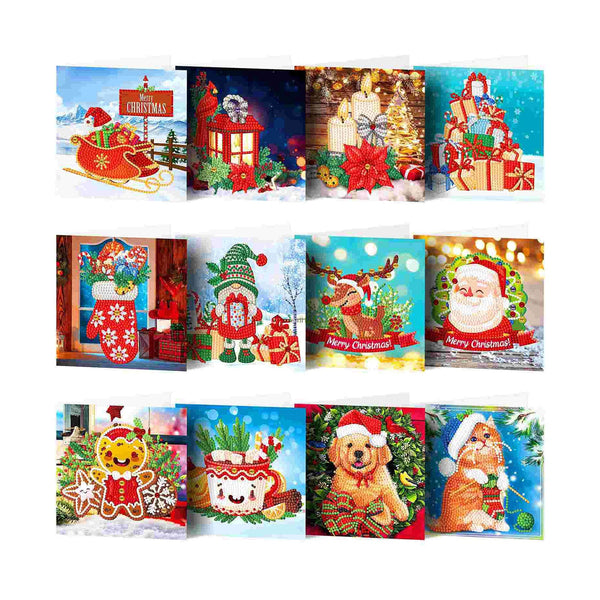 Poppy Crafts Diamond Art Greeting Card Kit #2 - Christmas - 12 Pack