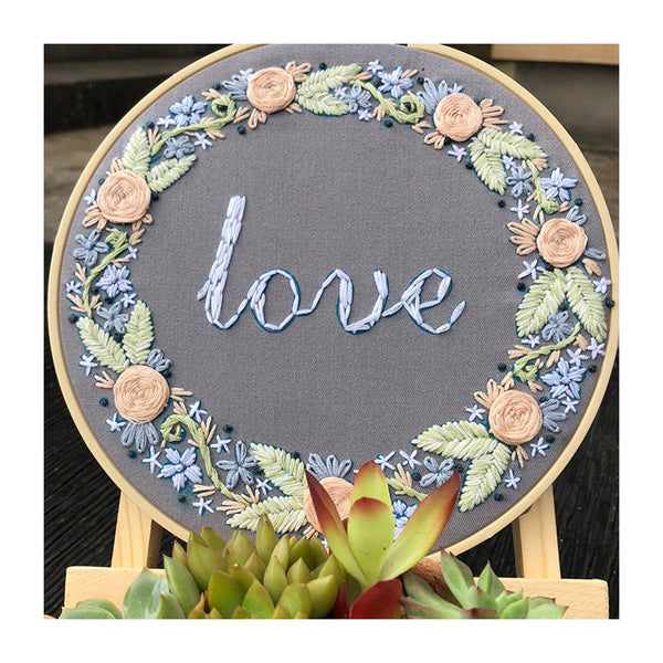 Poppy Crafts Embroidery Kit #69 - Love Floral Wreath