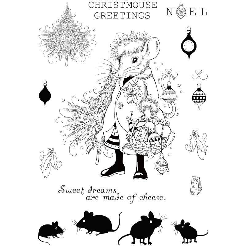 Pink Ink Designs 6"x 8" Clear Stamp Set - Christmas Series - Mouserella*