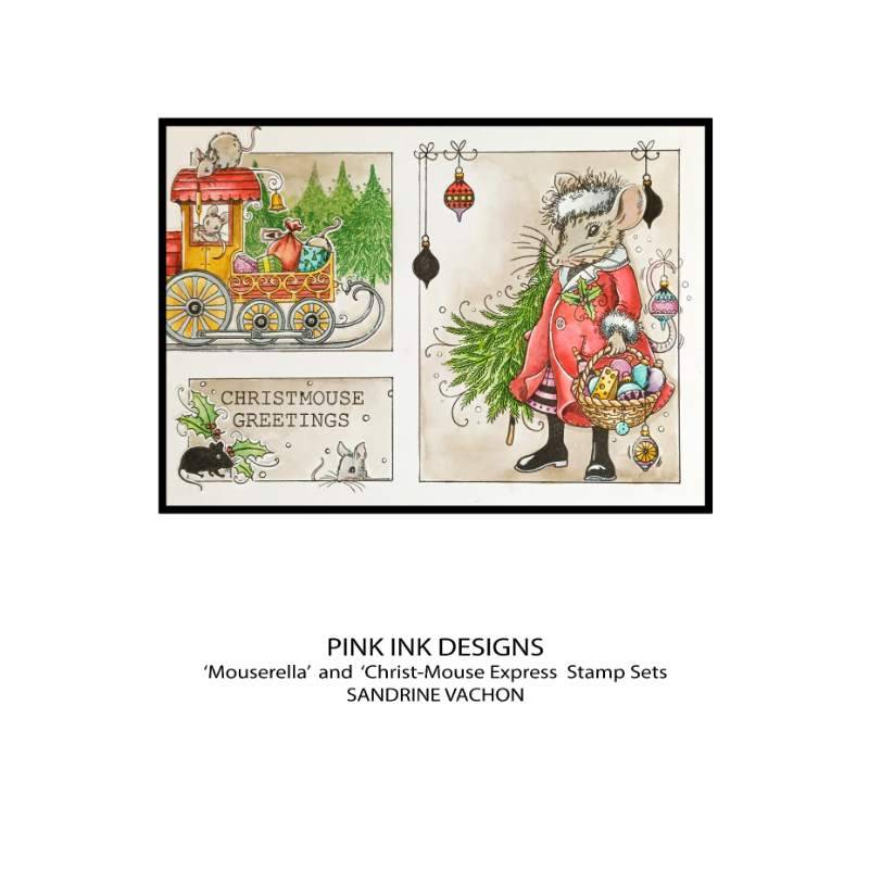Pink Ink Designs 6"x 8" Clear Stamp Set - Christmas Series - Mouserella*