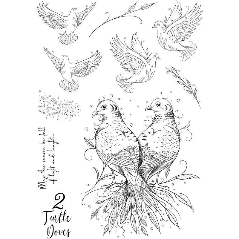 Pink Ink Designs 6"x 8" Clear Stamp Set - Christmas Series - Two Turtle Doves*