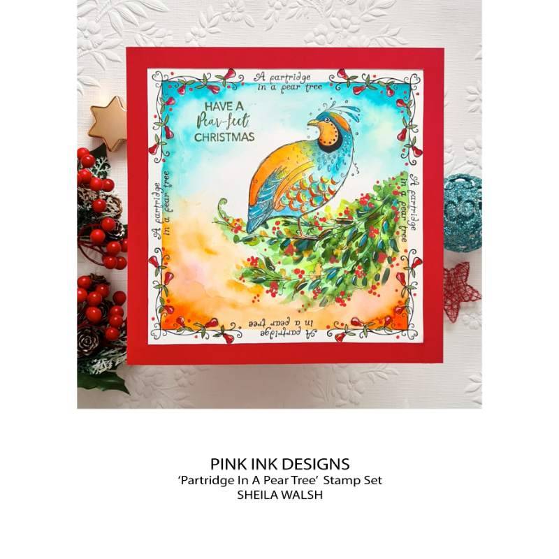 Pink Ink Designs 6"x 8" Clear Stamp Set - Christmas Series - Partridge In A Pear Tree*