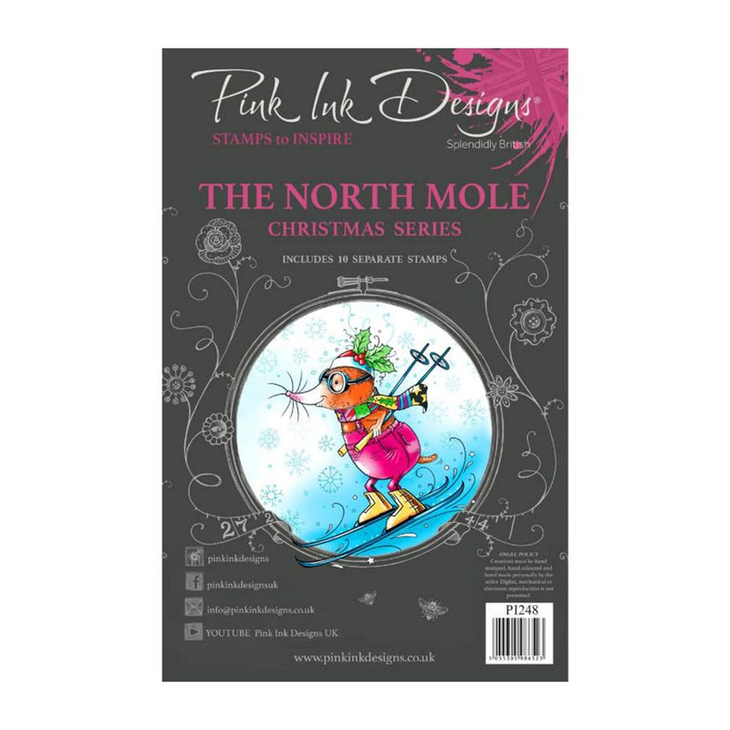 Pink Ink Designs 6"x 8" Clear Stamp Set - Christmas Series - The North Mole*