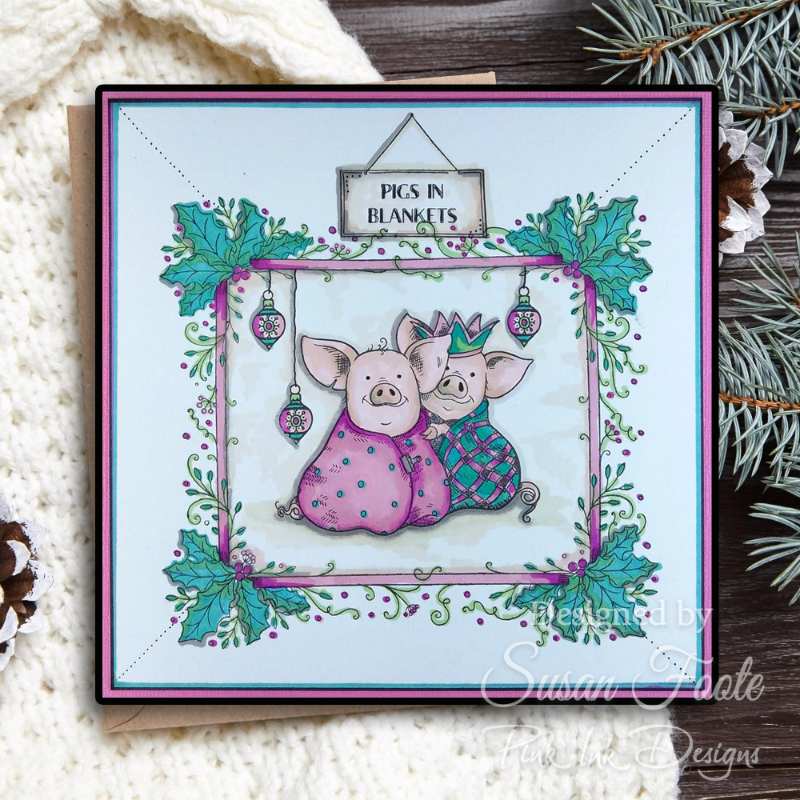 Pink Ink Designs 6"x 8" Clear Stamp Set - Christmas Series - Pigs In Blankets*