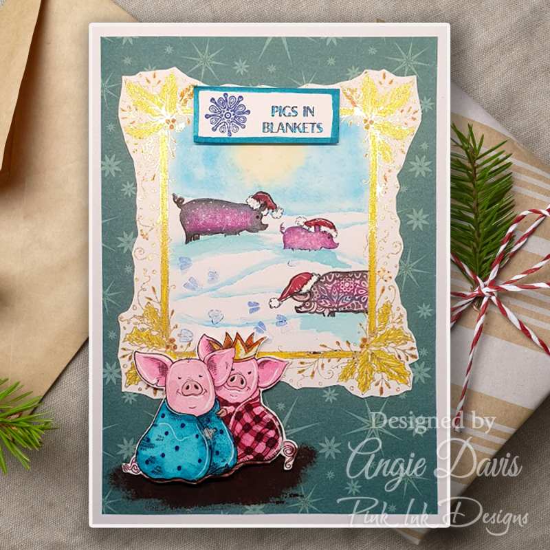 Pink Ink Designs 6"x 8" Clear Stamp Set - Christmas Series - Pigs In Blankets*