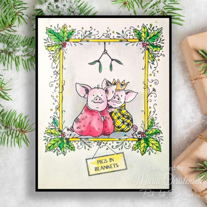 Pink Ink Designs 6"x 8" Clear Stamp Set - Christmas Series - Pigs In Blankets*