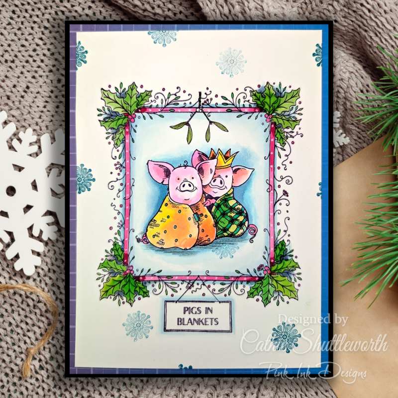 Pink Ink Designs 6"x 8" Clear Stamp Set - Christmas Series - Pigs In Blankets*