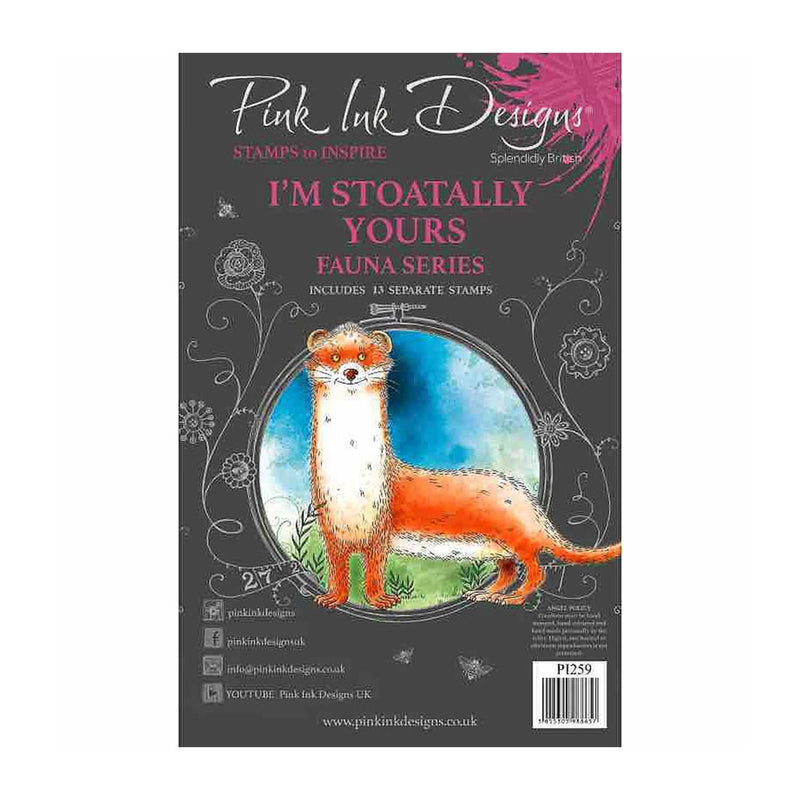Pink Ink Designs 6"x 8" Clear Stamp Set - Fauna Series - Stoatally Yours*