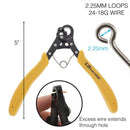 Yellow wire cutters with specifications on a white background