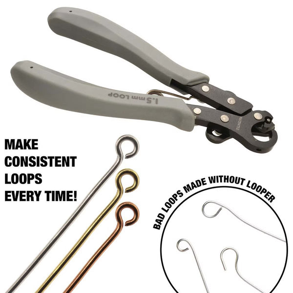 Looping pliers with loops and text on a white background