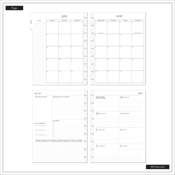Me & My Big Ideas - 2026–2027 French Papers Customizable Faith Planner Classic Faith Layout - 12 Months