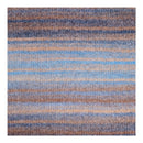 Striped fabric swatch with blue and brown pattern on a white background