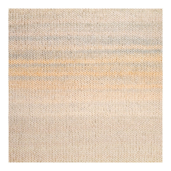 Textured fabric with horizontal stripes in beige, gray, and orange on a white background