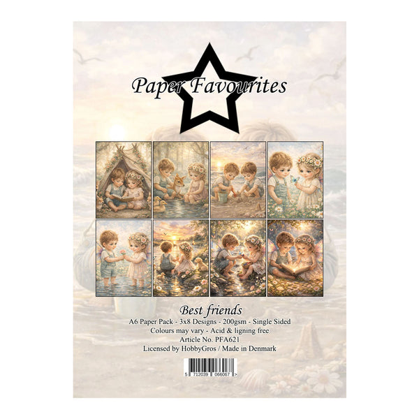 Pack of paper with illustrations of children and text 'Paper Favourites' on a white background.